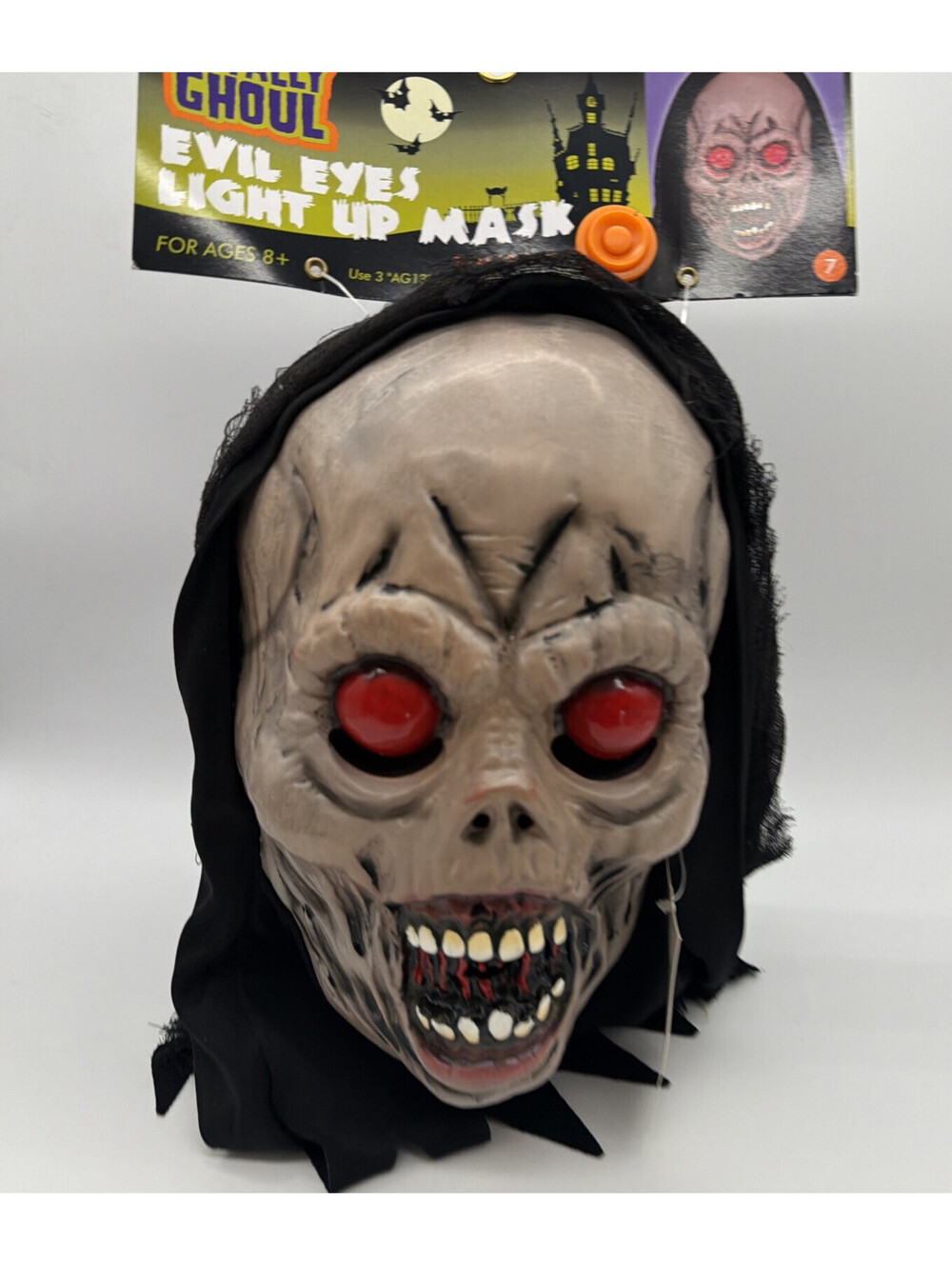 Evil Eyes Light up Zombie Monster Mask Totally Ghoul Ages 8+ Works!